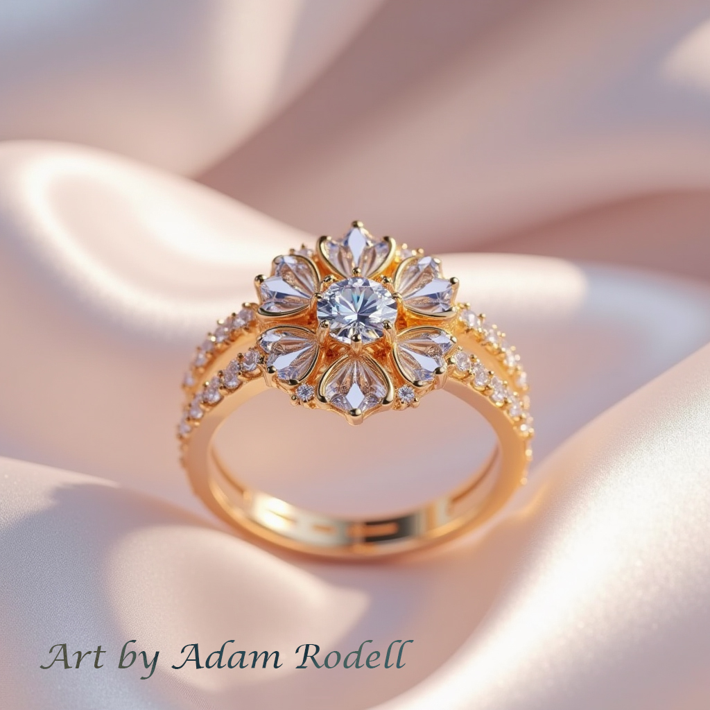 Diamond Halo Yellow Gold Engagement Ring