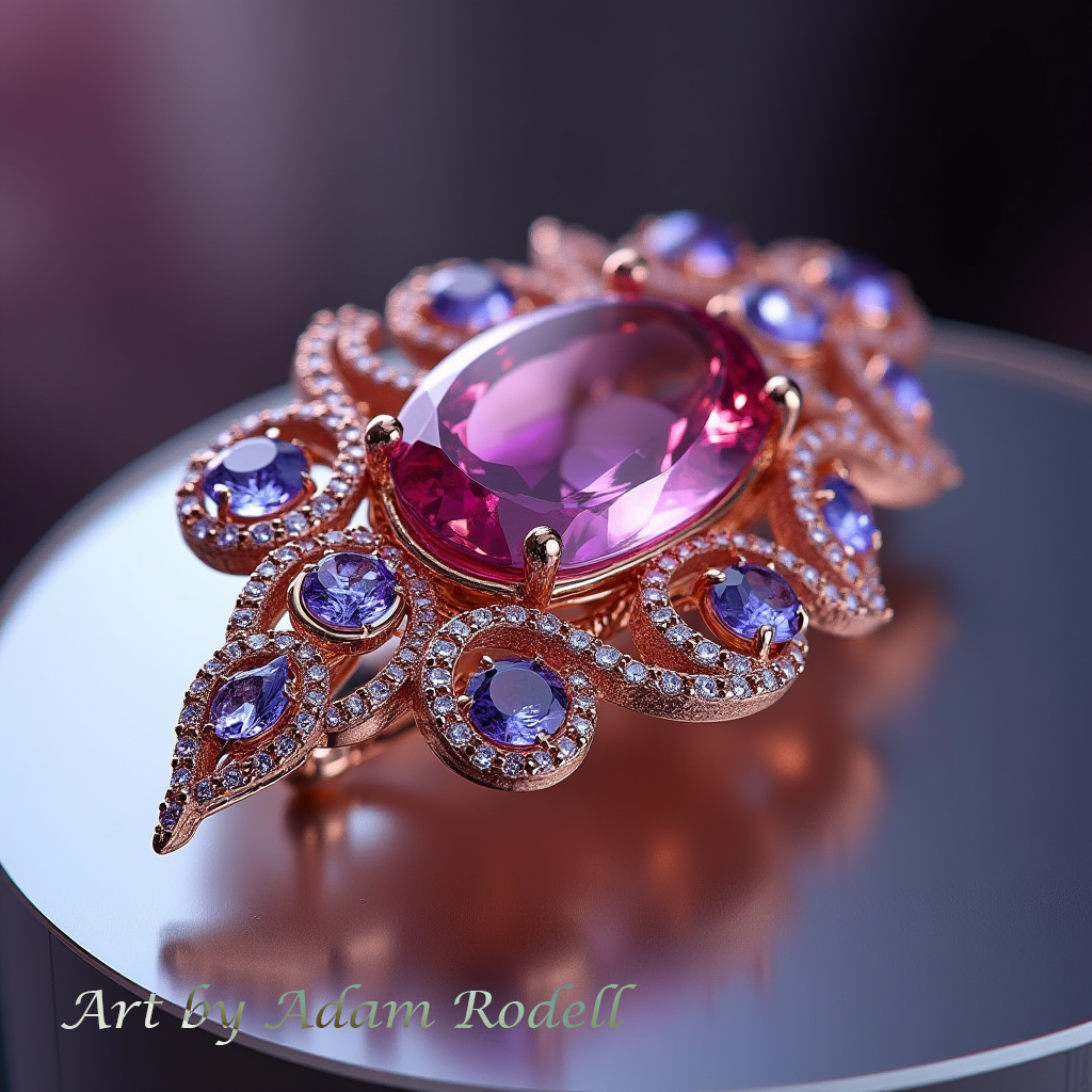 Pink Gold Broch with Ruby