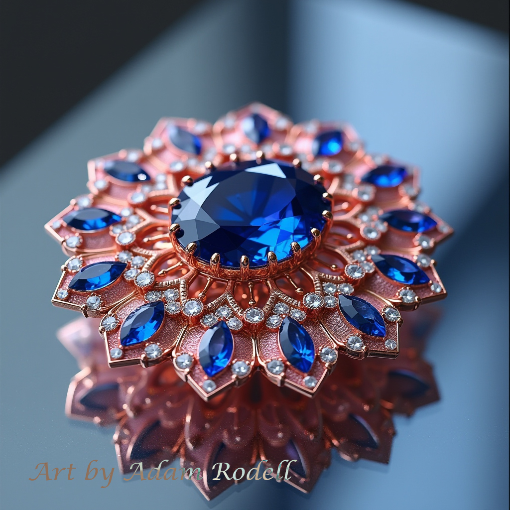 Pink Gold Broch with Sapphire