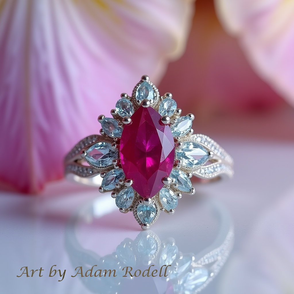 Ruby Halo White Gold Ring