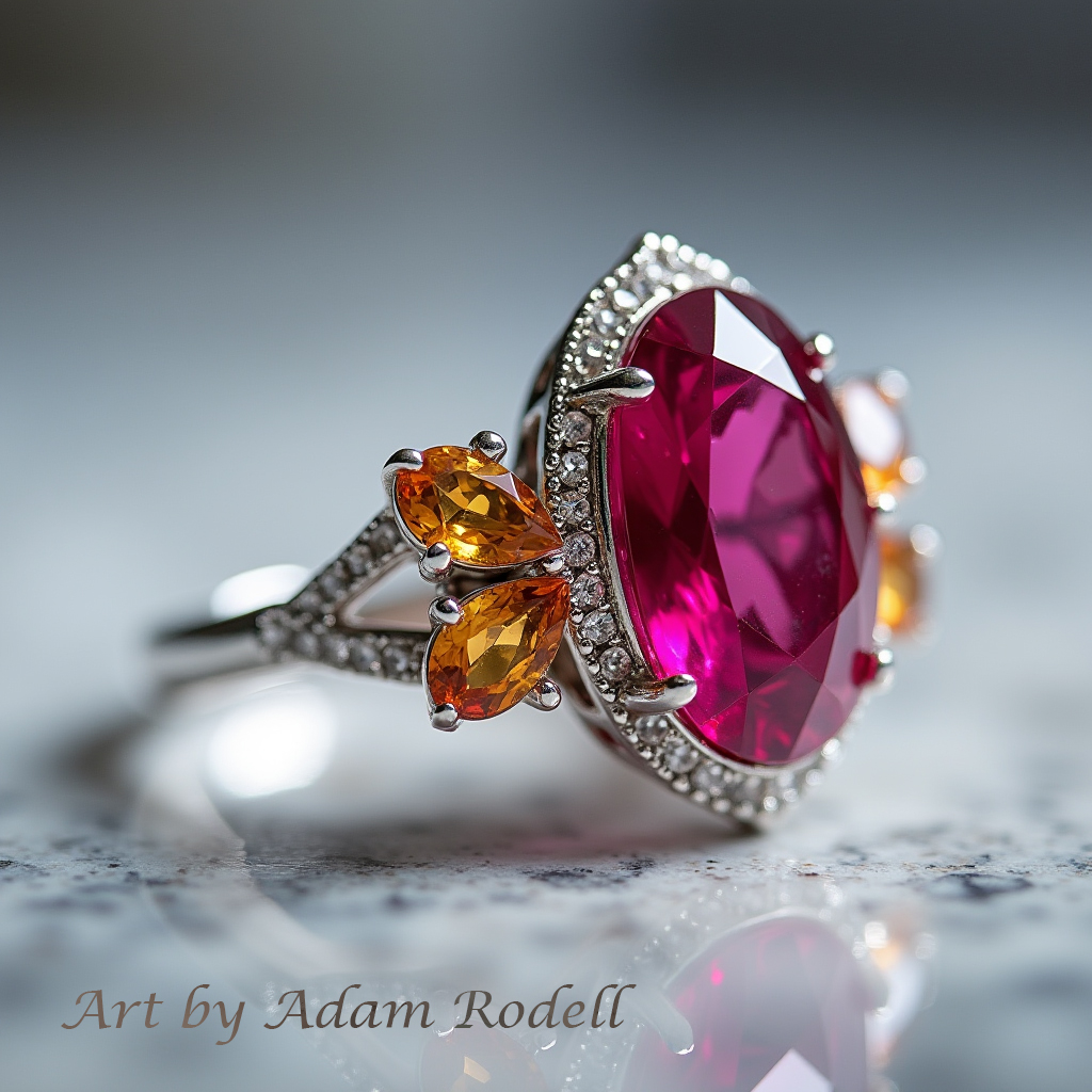 Ruby Halo White Gold Ring