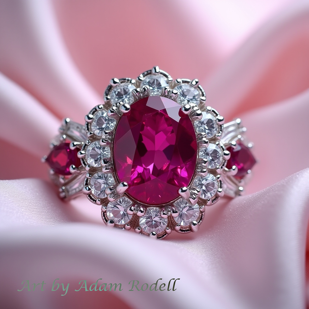 Ruby Halo White Gold Ring