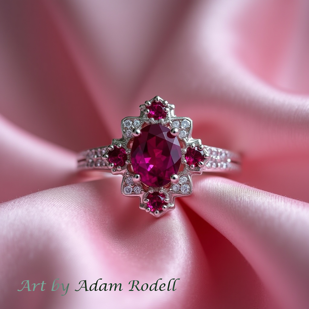 Ruby Halo White Gold Ring