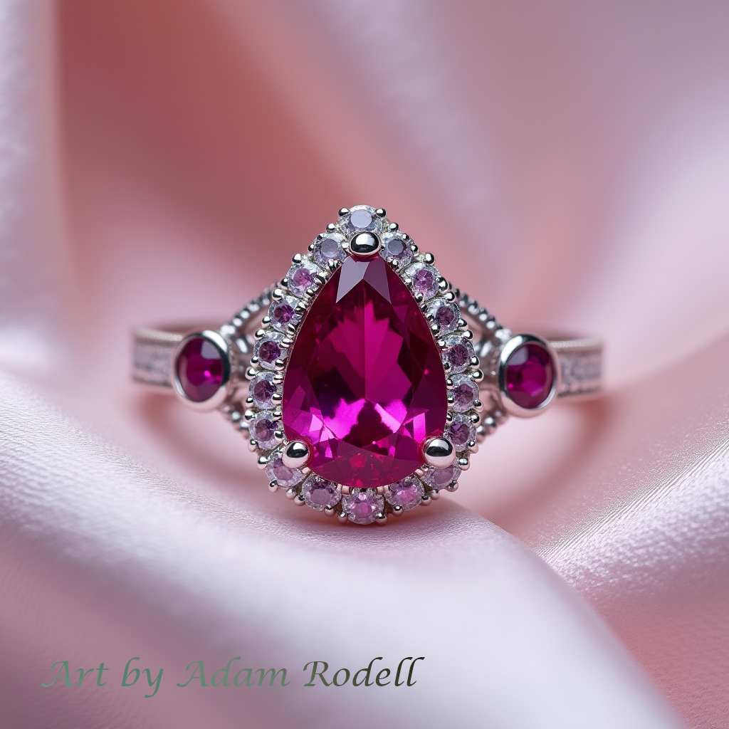 Ruby Halo White Gold Ring