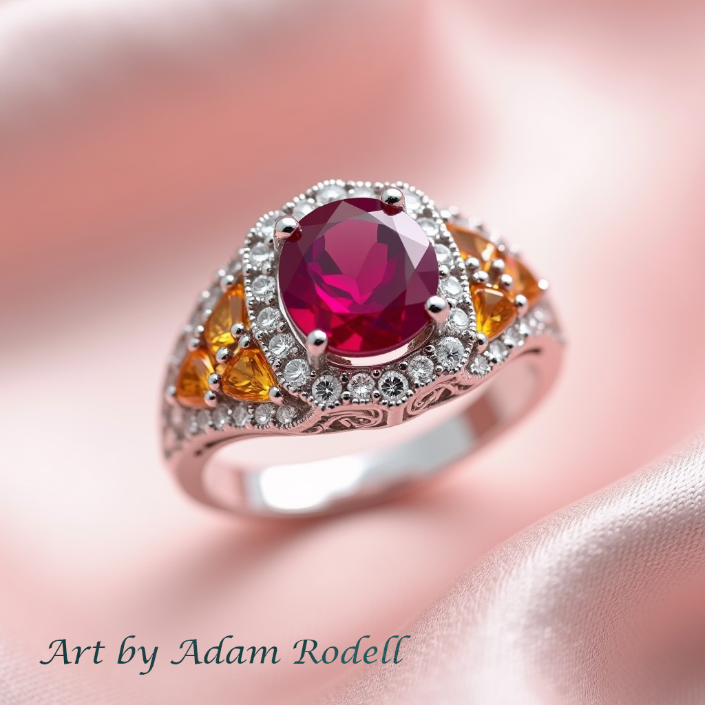 Ruby Halo White Gold Ring