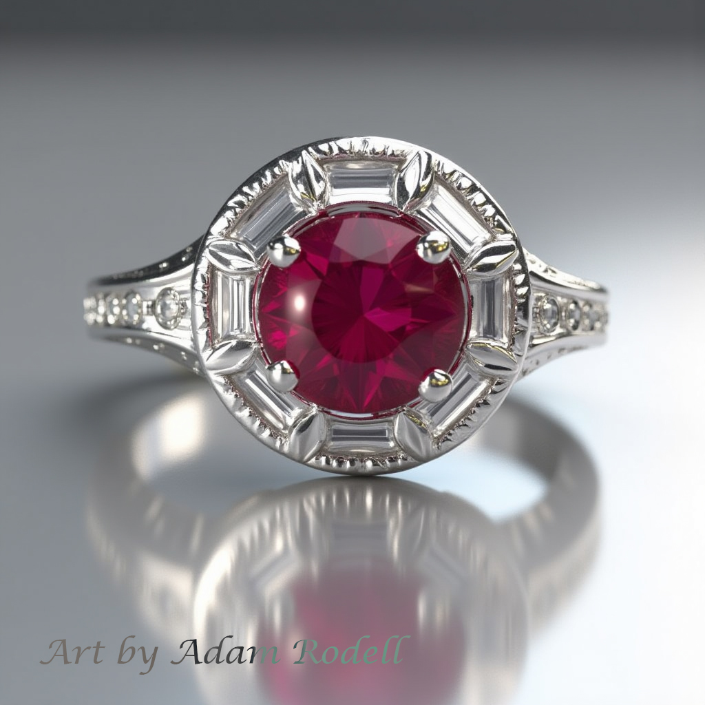 Ruby Halo White Gold Ring