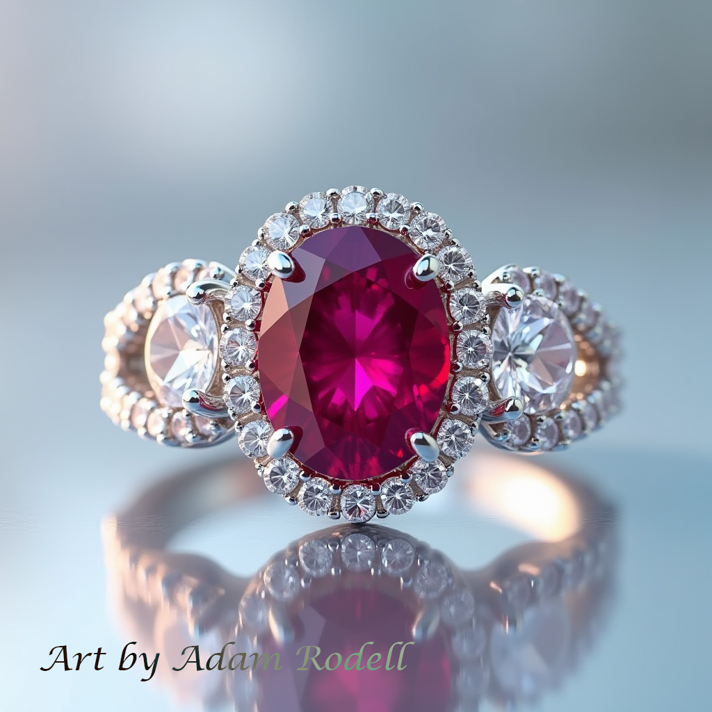 Ruby Halo White Gold Ring