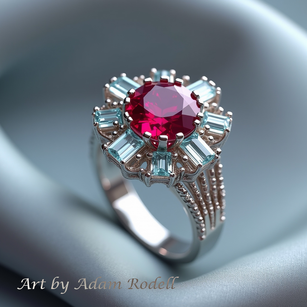 Ruby Halo White Gold Ring