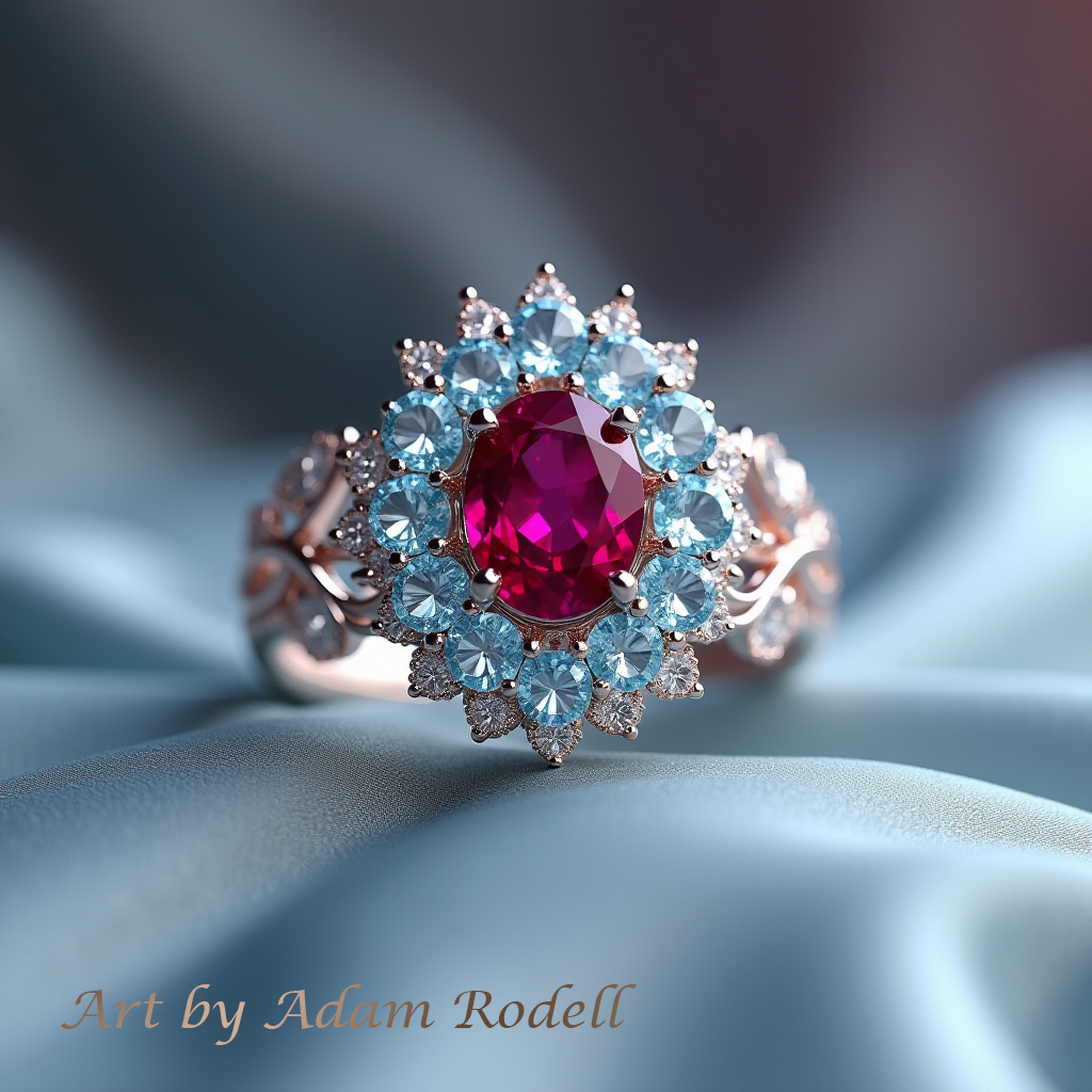 Ruby Halo White Gold Ring