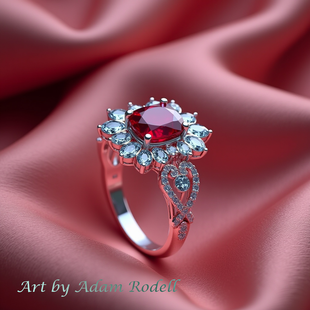 Ruby Halo White Gold Ring