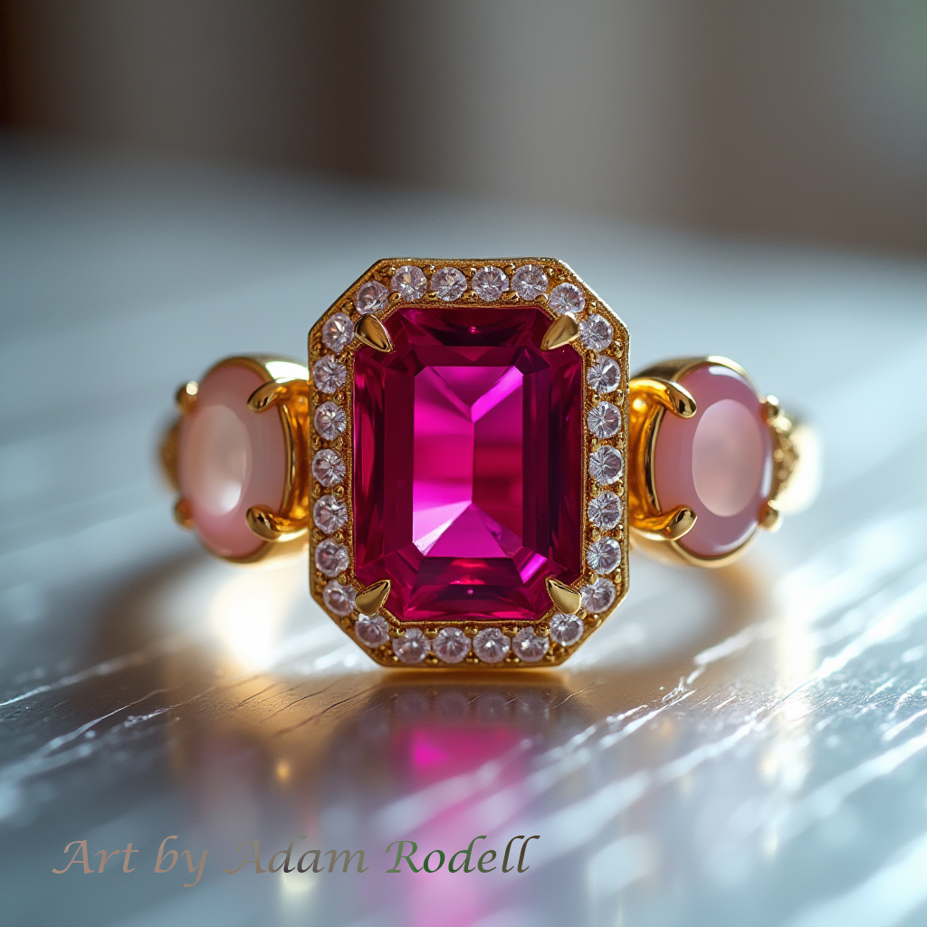 Ruby Halo Yellow Gold Ring