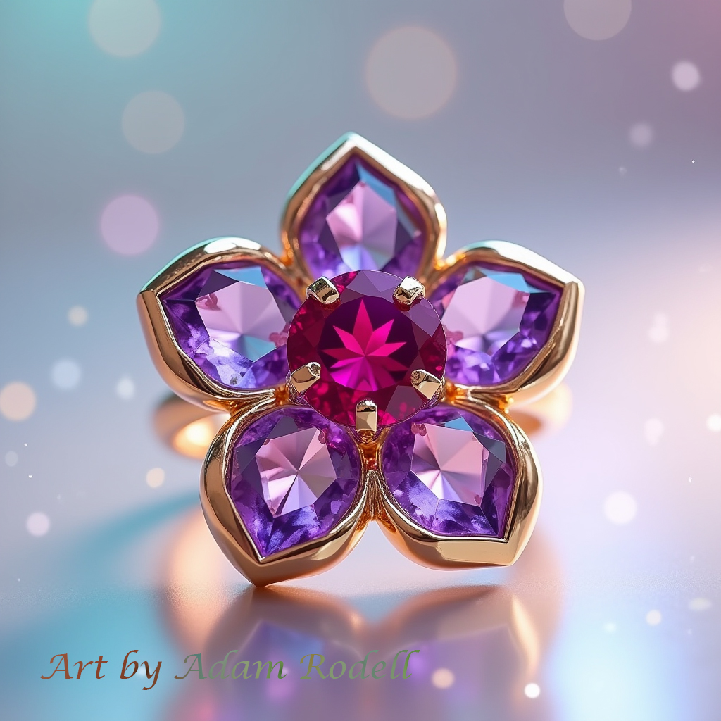 Ruby Yellow Gold Ring Flower style