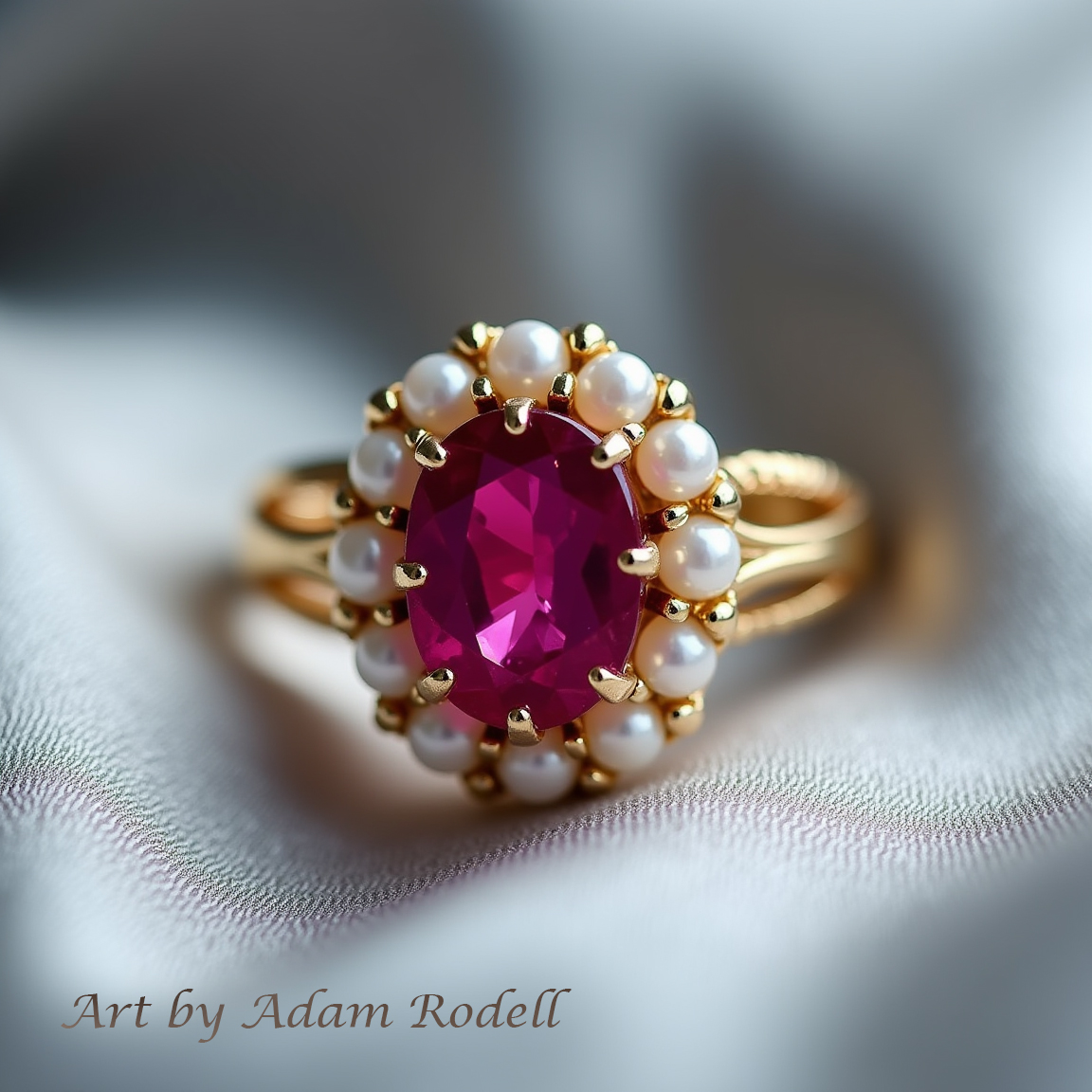 Ruby and Pearls Yellow Gold Ring