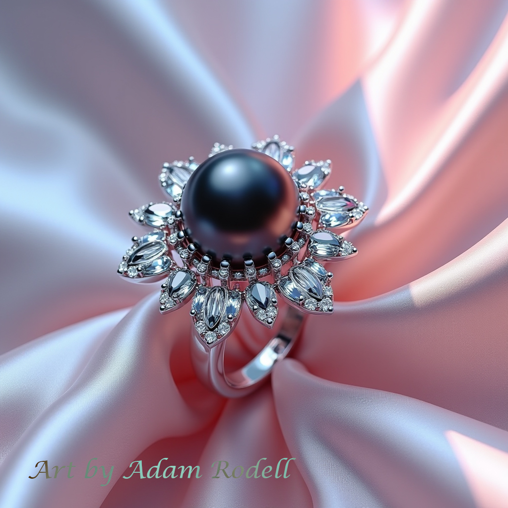 White Gold Ring with Pearl