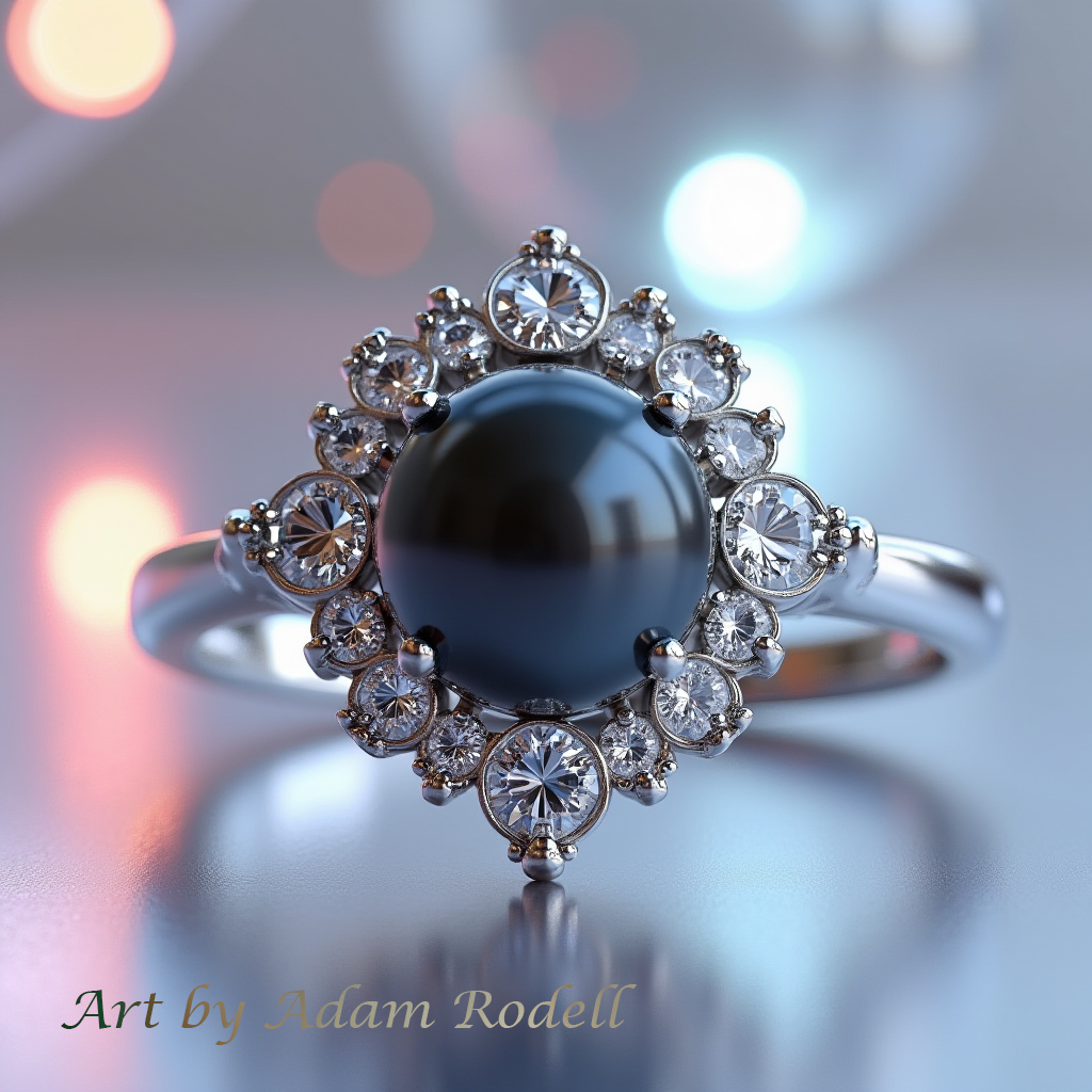 White Gold Ring with Pearl