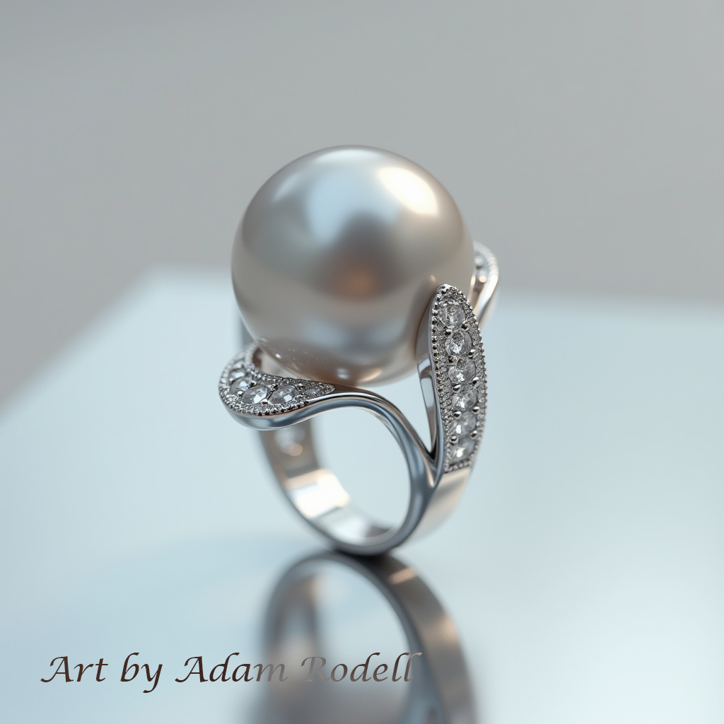 White Gold Ring with Pearl