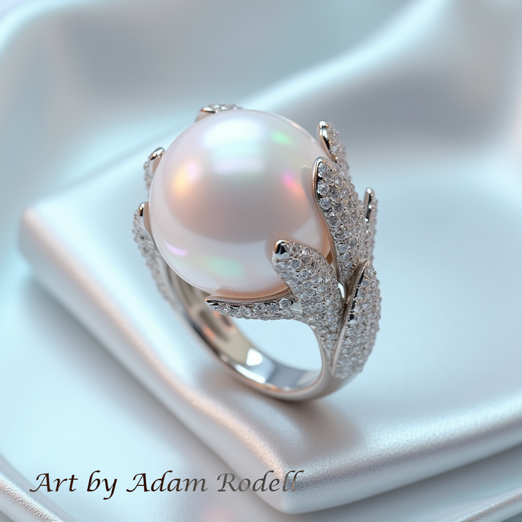 White Gold Ring with Pearl