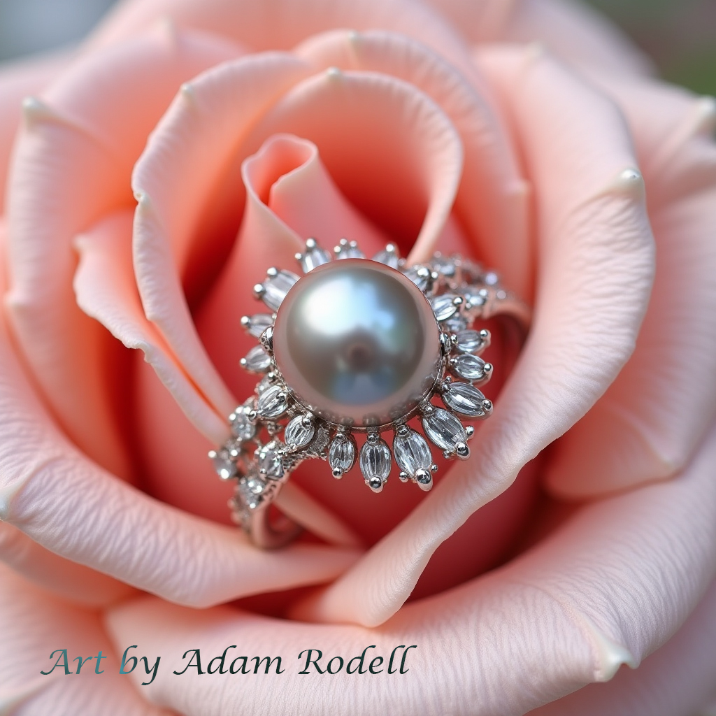 White Gold Ring with Pearl