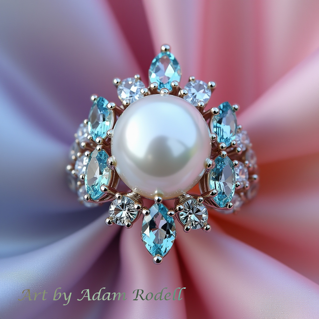 White Gold Ring with Pearl