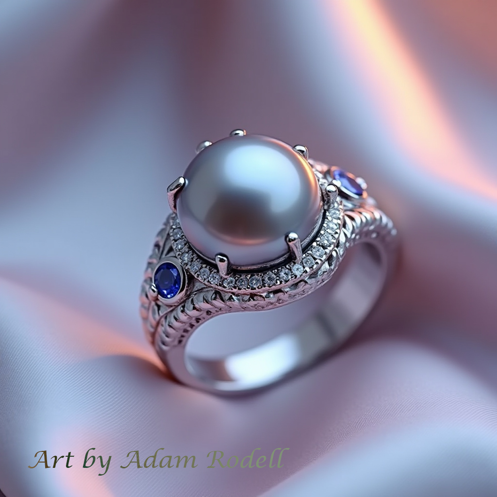 White Gold Ring with Pearl