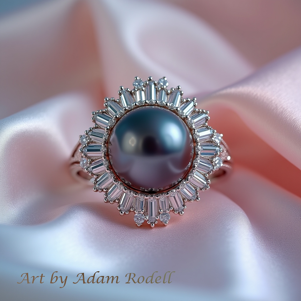 White Gold Ring with Pearl