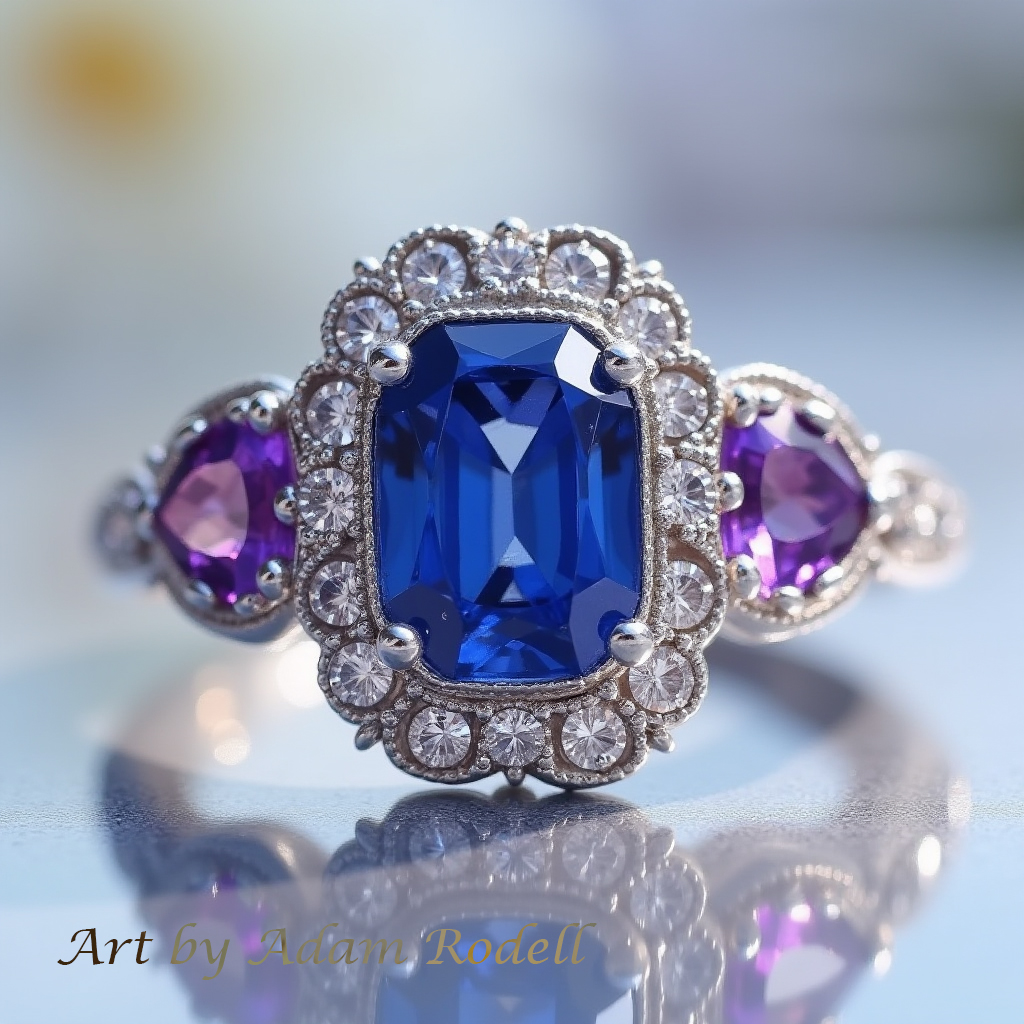 White Gold Ring with Sapphire