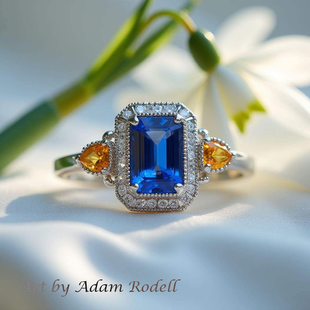 White Gold Ring with Sapphire