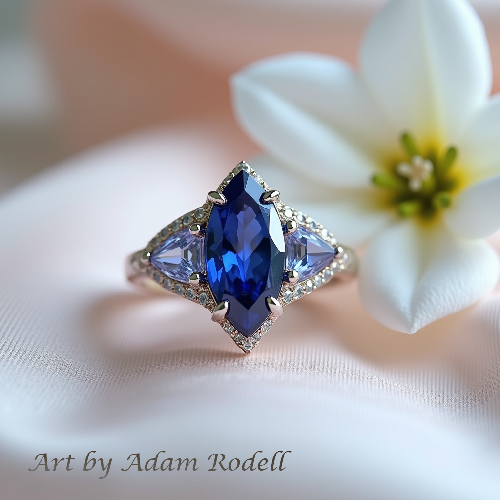 White Gold Ring with Sapphire