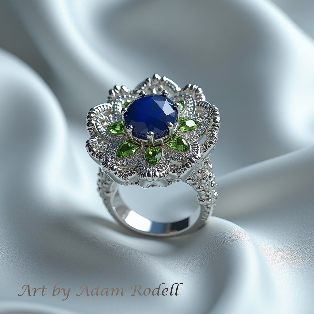 White Gold Ring with Sapphire