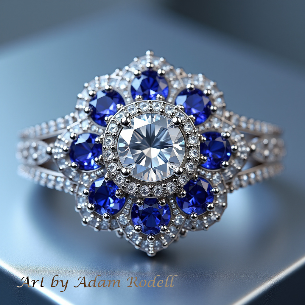 White Gold Ring with Sapphire