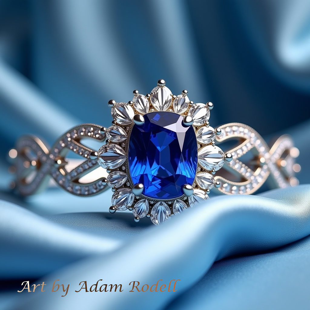 White Gold Ring with Sapphire