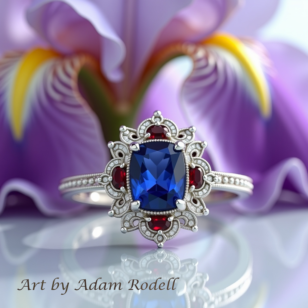 White Gold Ring with Sapphire