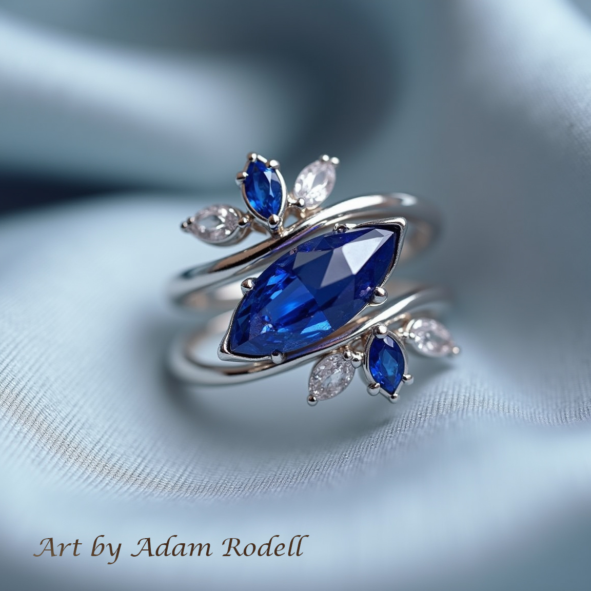 White Gold Ring with Sapphire