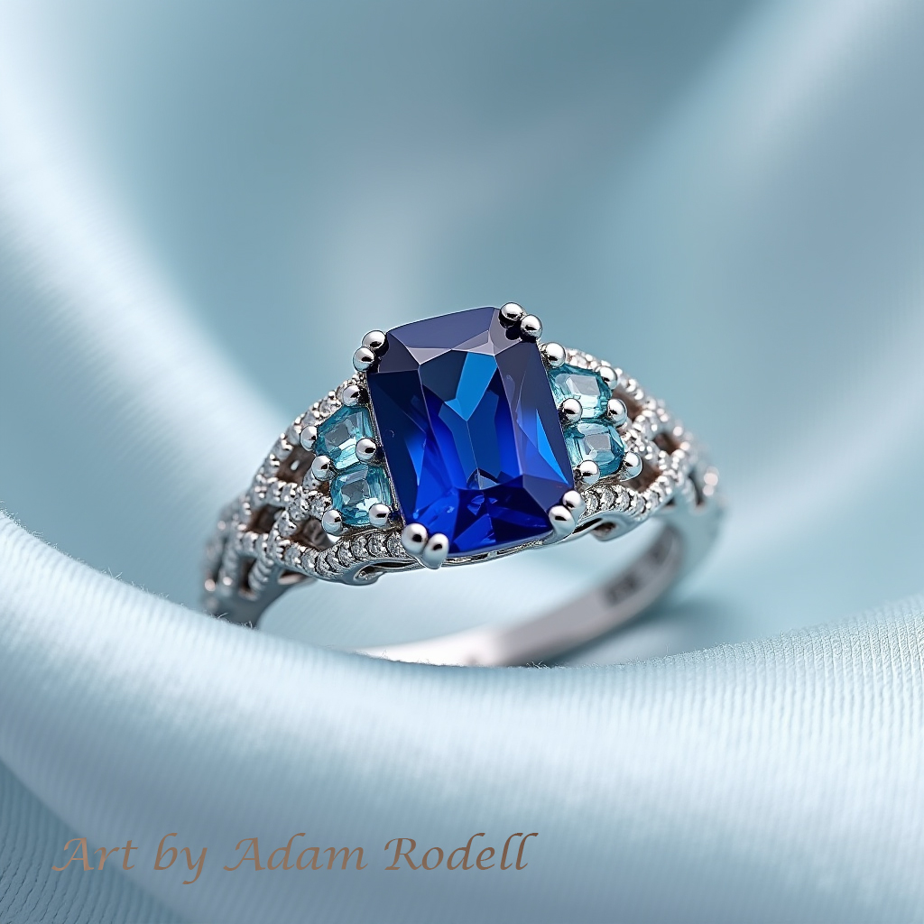 White Gold Ring with Sapphire