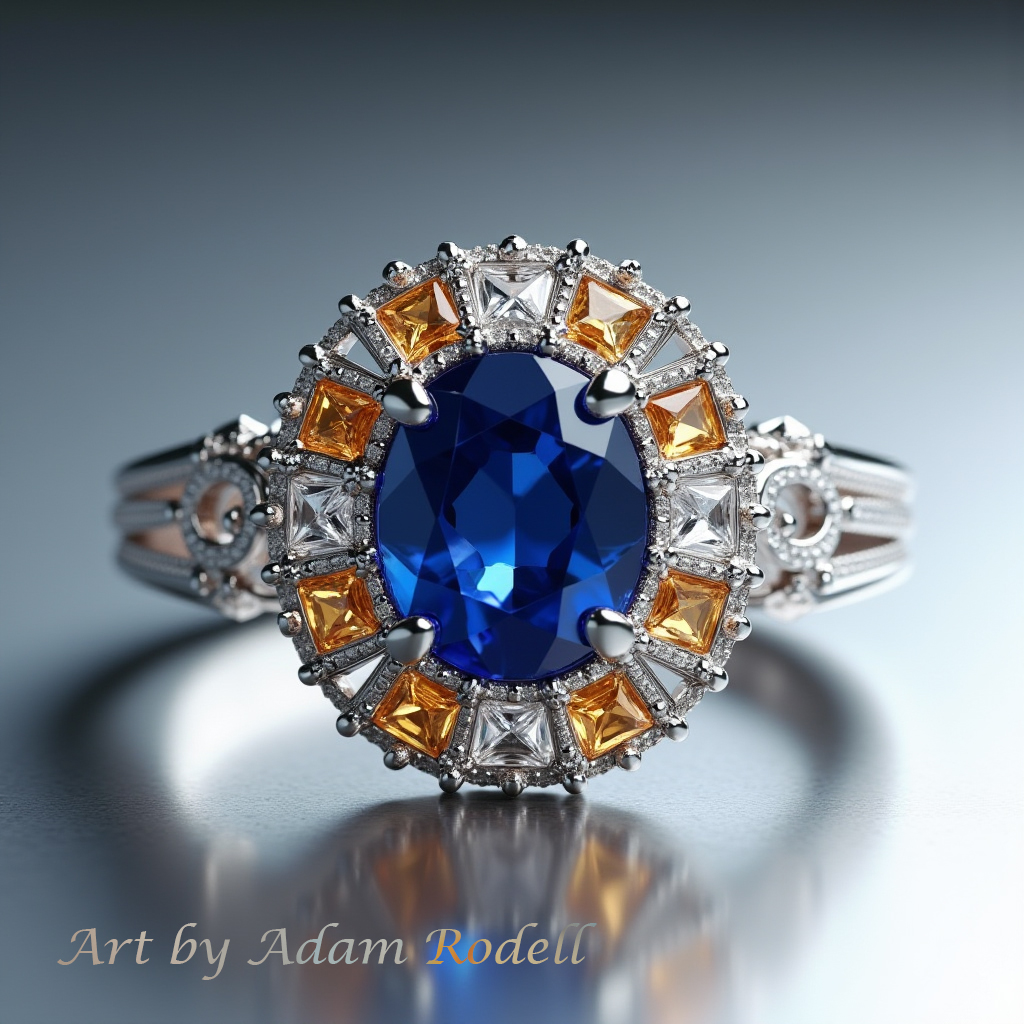 White Gold Ring with Sapphire