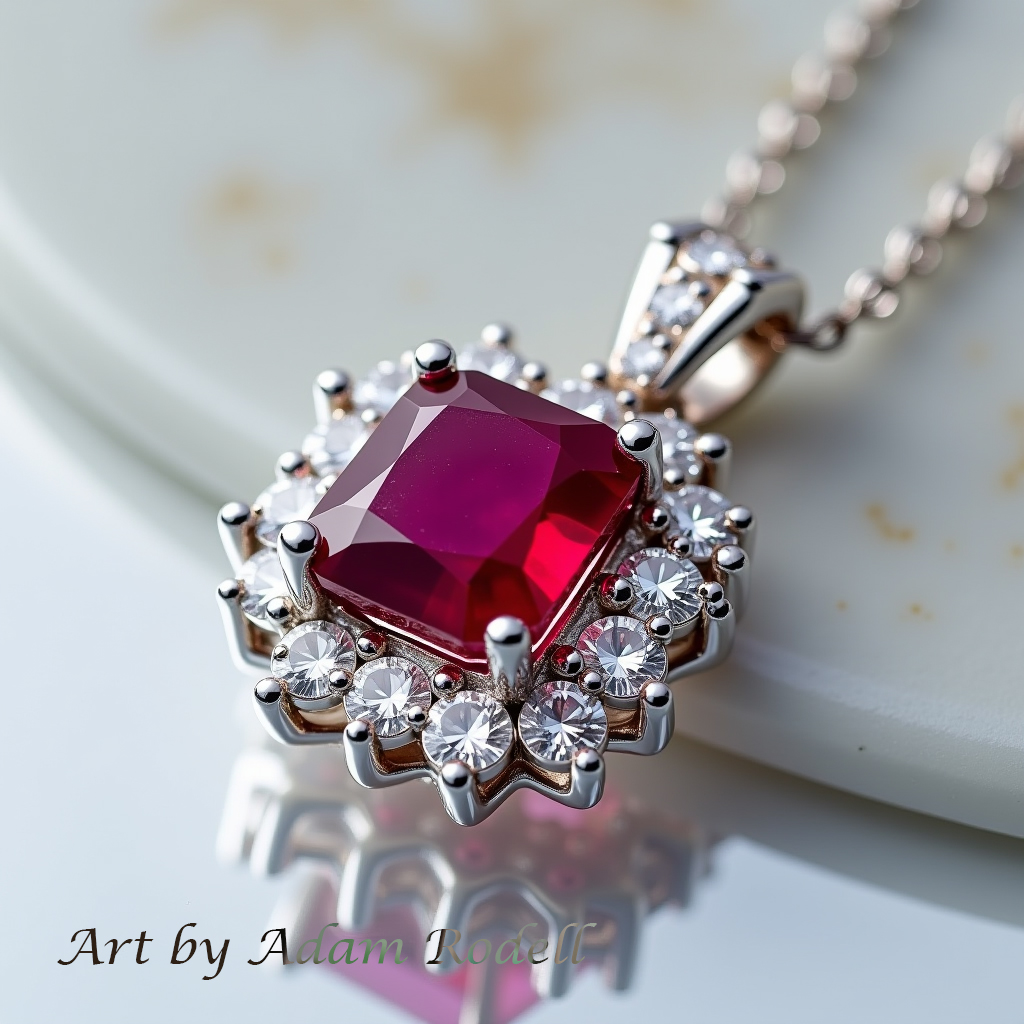 White Gold Ruby Pendant