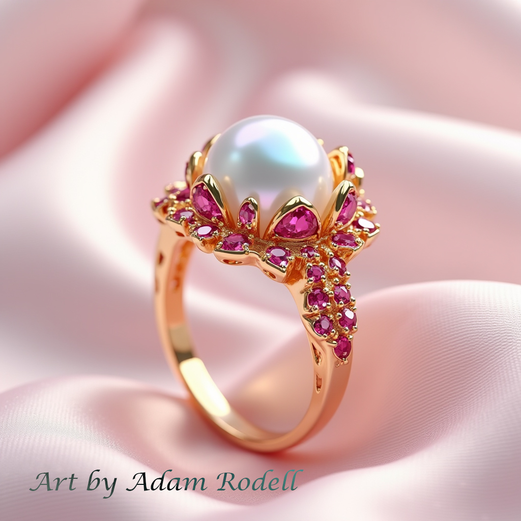 Yellow Gold Ring with Pearl