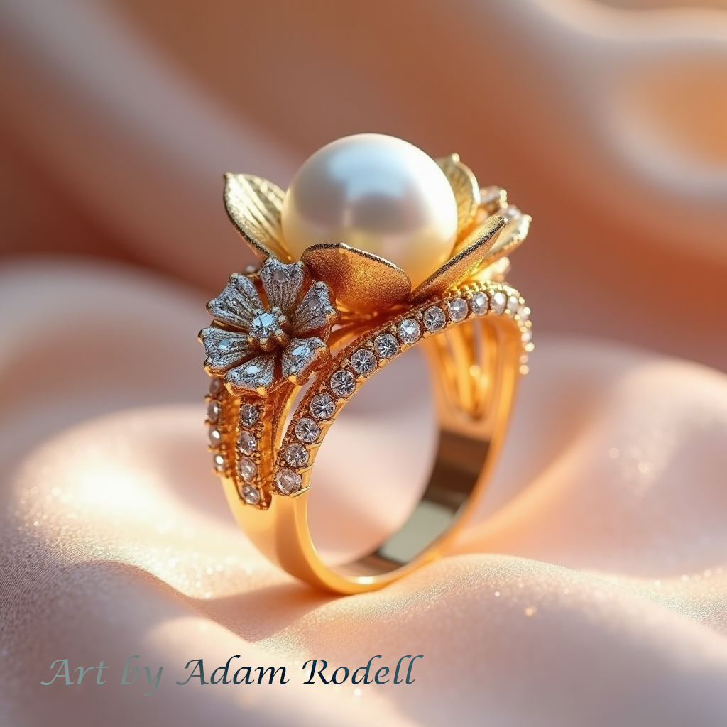 Yellow Gold Ring with Pearl