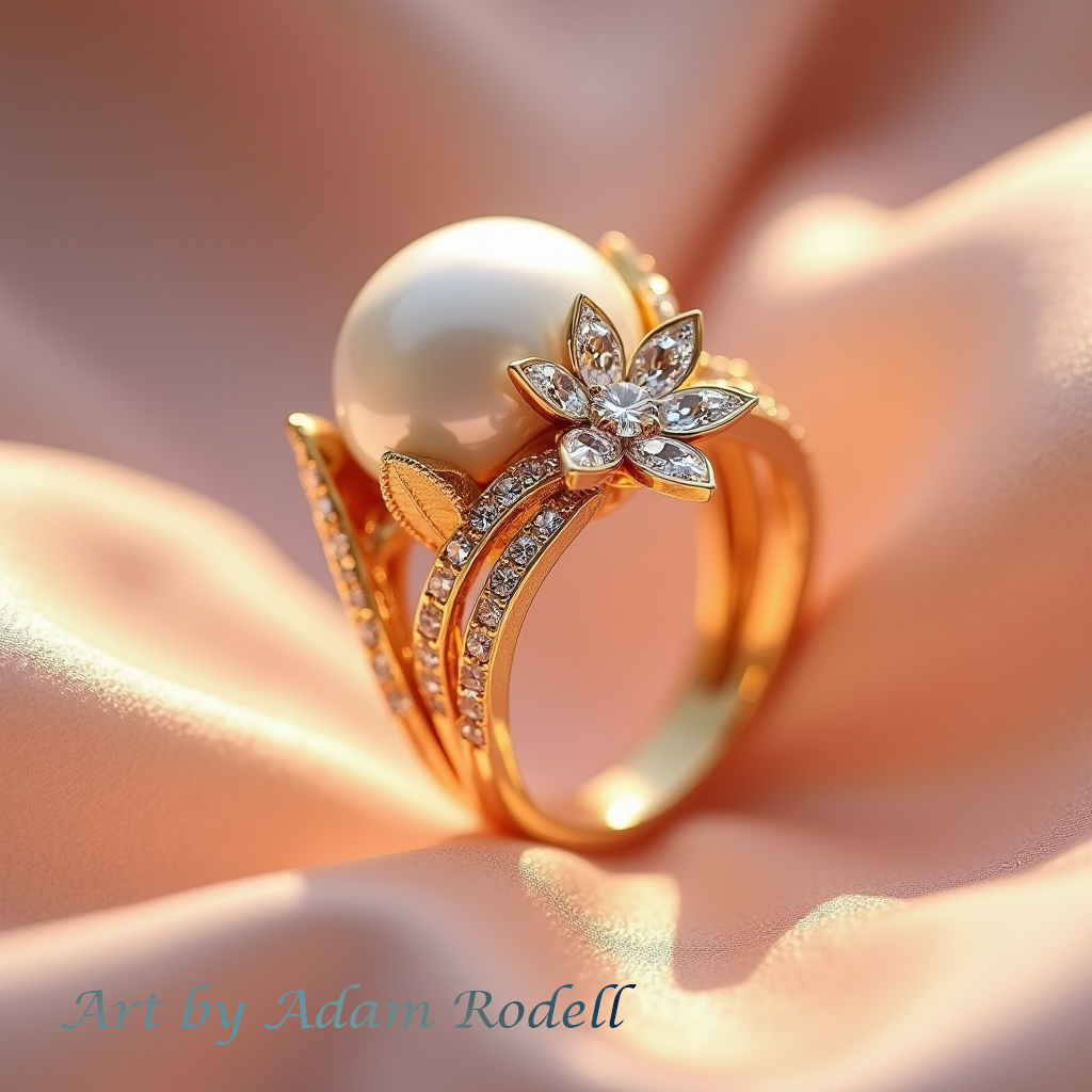 Yellow Gold Ring with Pearl