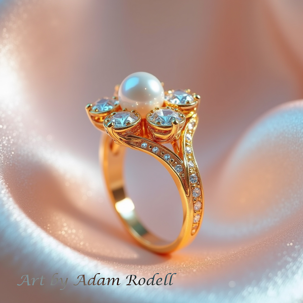 Yellow Gold Ring with Pearl