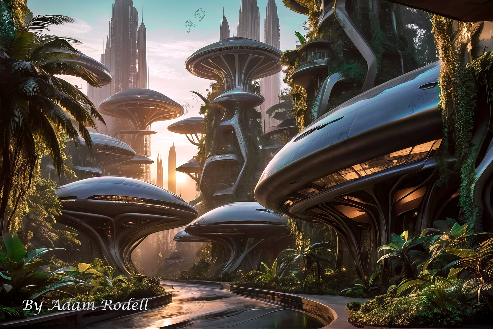 Sci-Fi PLACES. Art by Adam Rodell