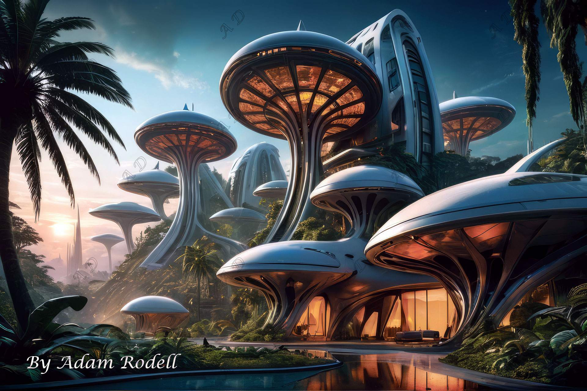 Sci-Fi PLACES. Art by Adam Rodell