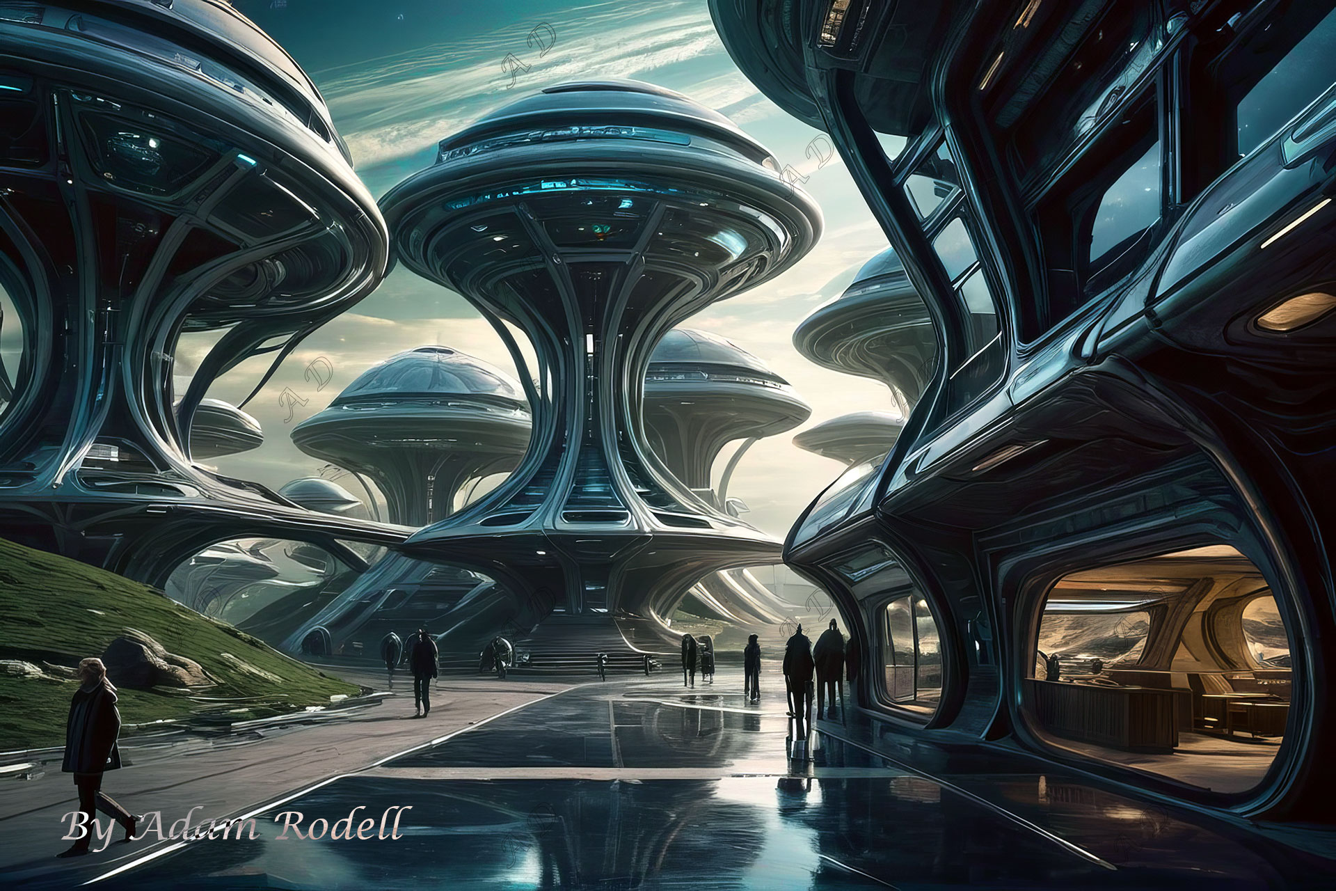 Sci-Fi PLACES. Art by Adam Rodell