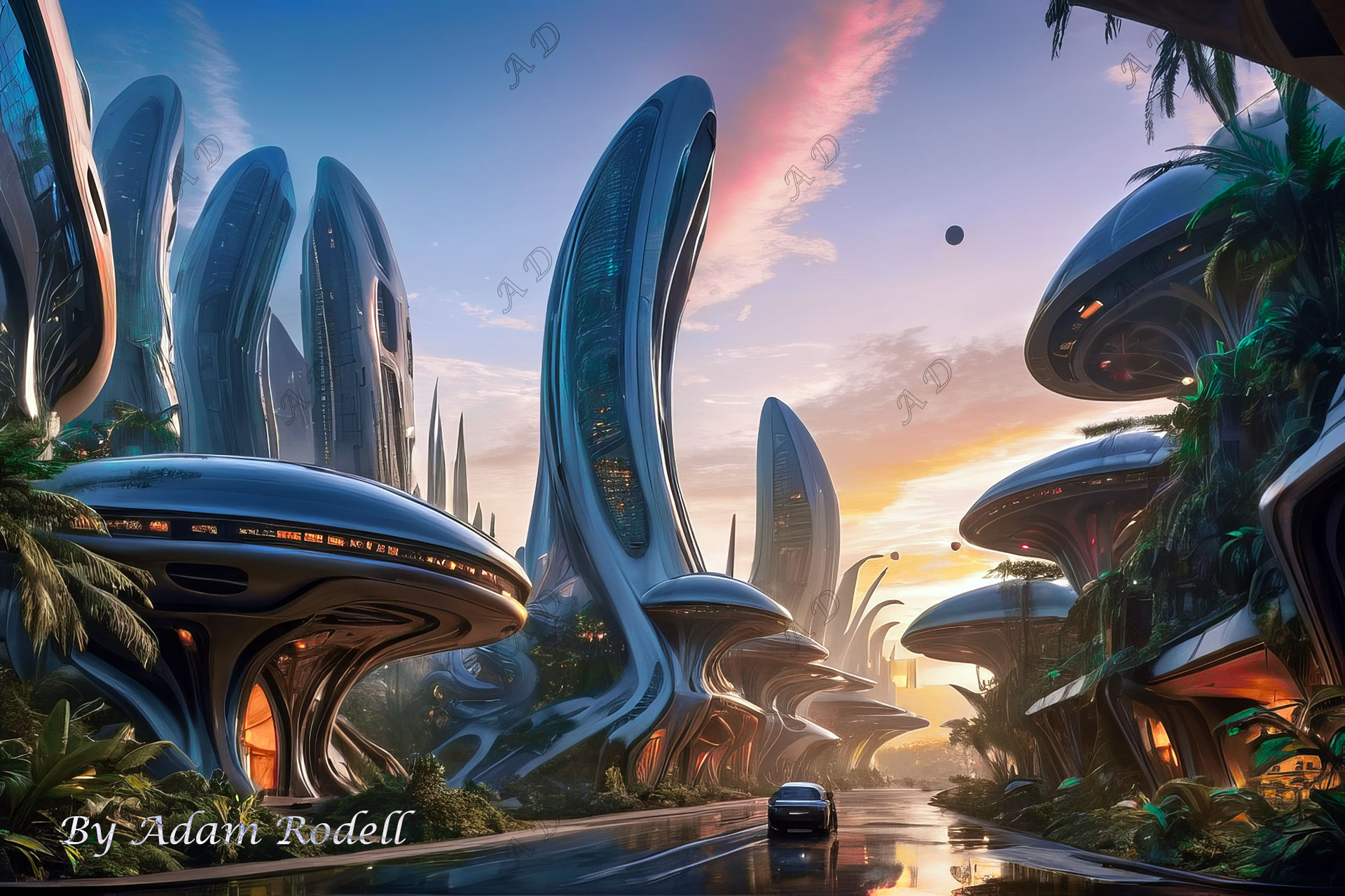 Sci-Fi PLACES. Art by Adam Rodell