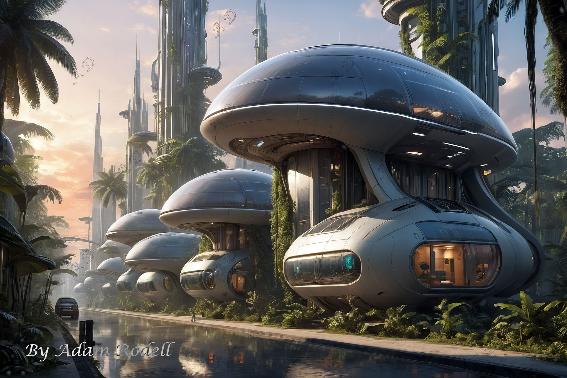 Sci-Fi PLACES. Art by Adam Rodell