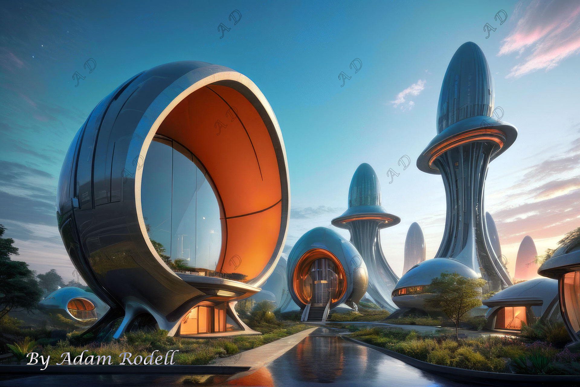 Sci-Fi PLACES. Art by Adam Rodell