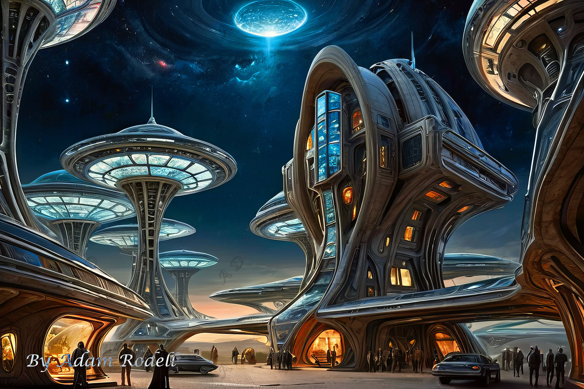 Sci-Fi PLACES. Art by Adam Rodell