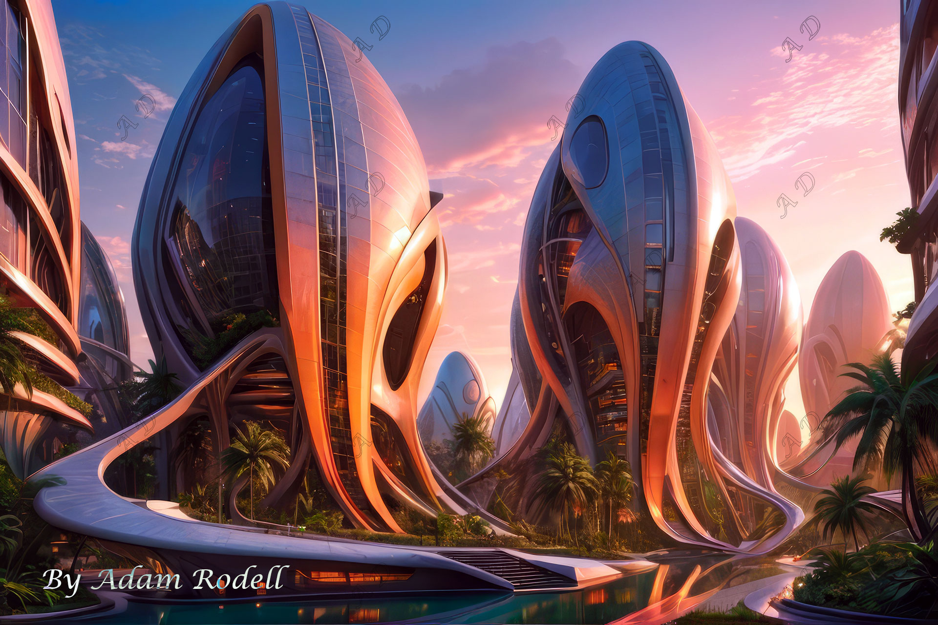 Sci-Fi PLACES. Art by Adam Rodell