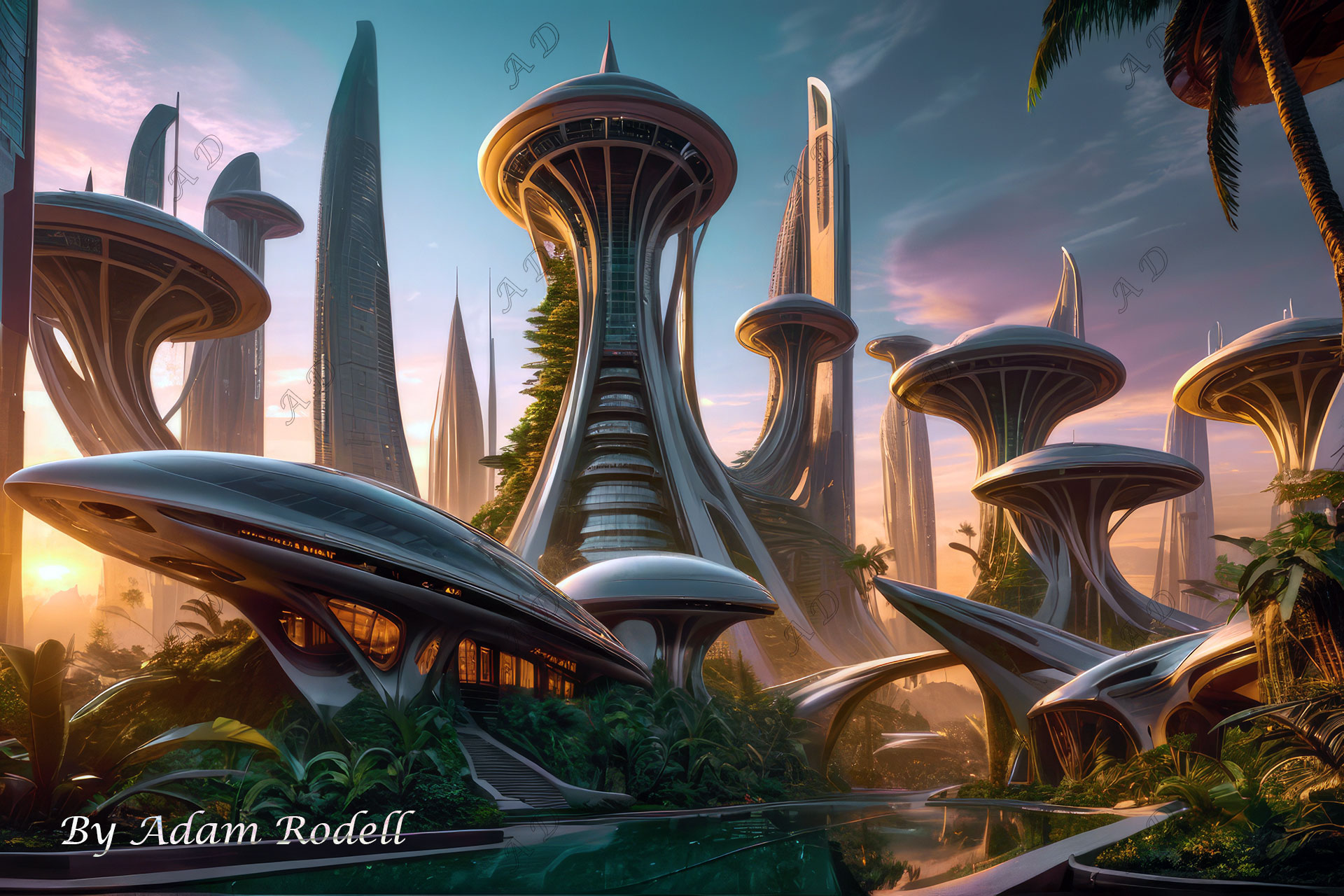 Sci-Fi PLACES. Art by Adam Rodell