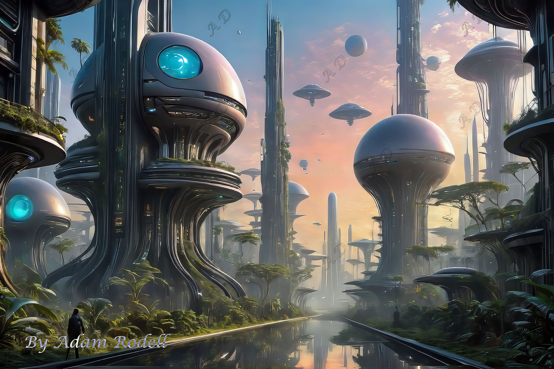 Sci-Fi PLACES. Art by Adam Rodell